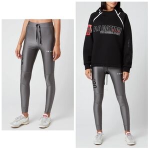 P.E Nation Silver Metallic Rollout High Rise Full Length Leggings XS Yoga Hiking